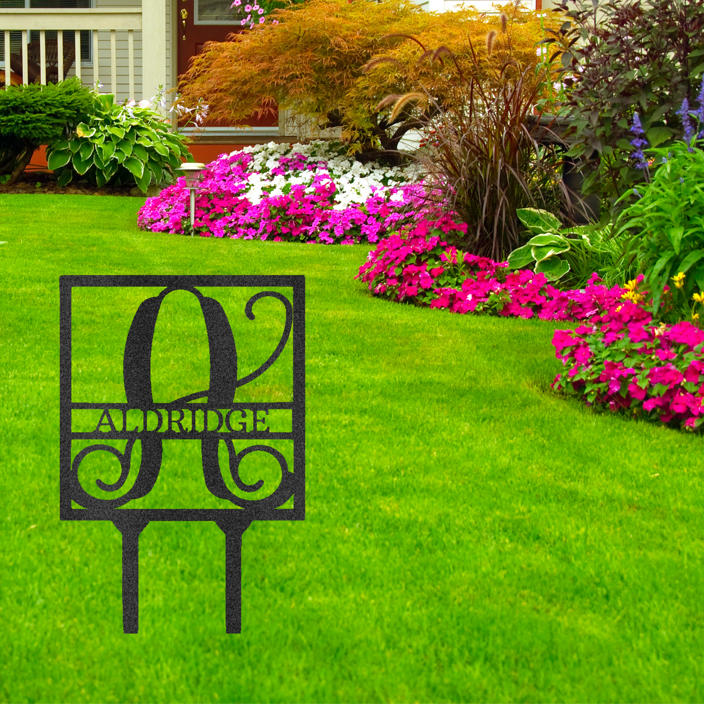 Square Monogram Yard/Garden Stake - Steel Sign