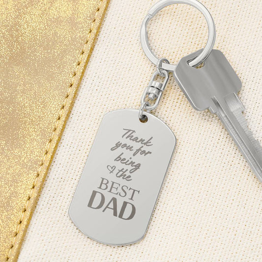 Customizable Best Dad Engraved Dog Tag Keychain