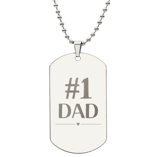 Customizable #1 Dad Engraved Dog Tag Necklace