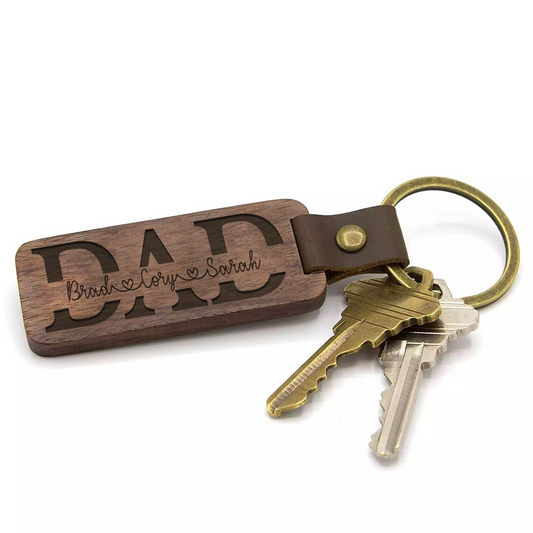 Dad Split Name - Wooden Key Chain