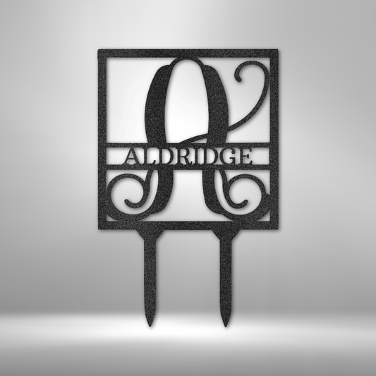 Square Monogram Yard/Garden Stake - Steel Sign