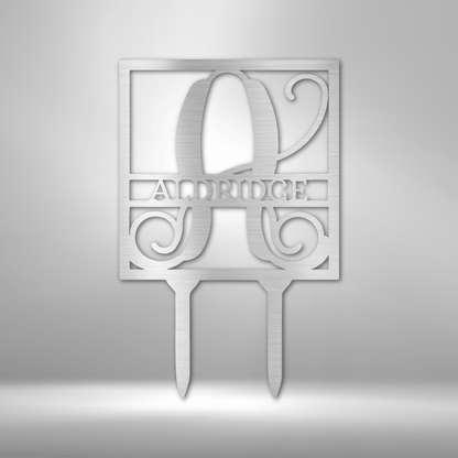 Square Monogram Yard/Garden Stake - Steel Sign