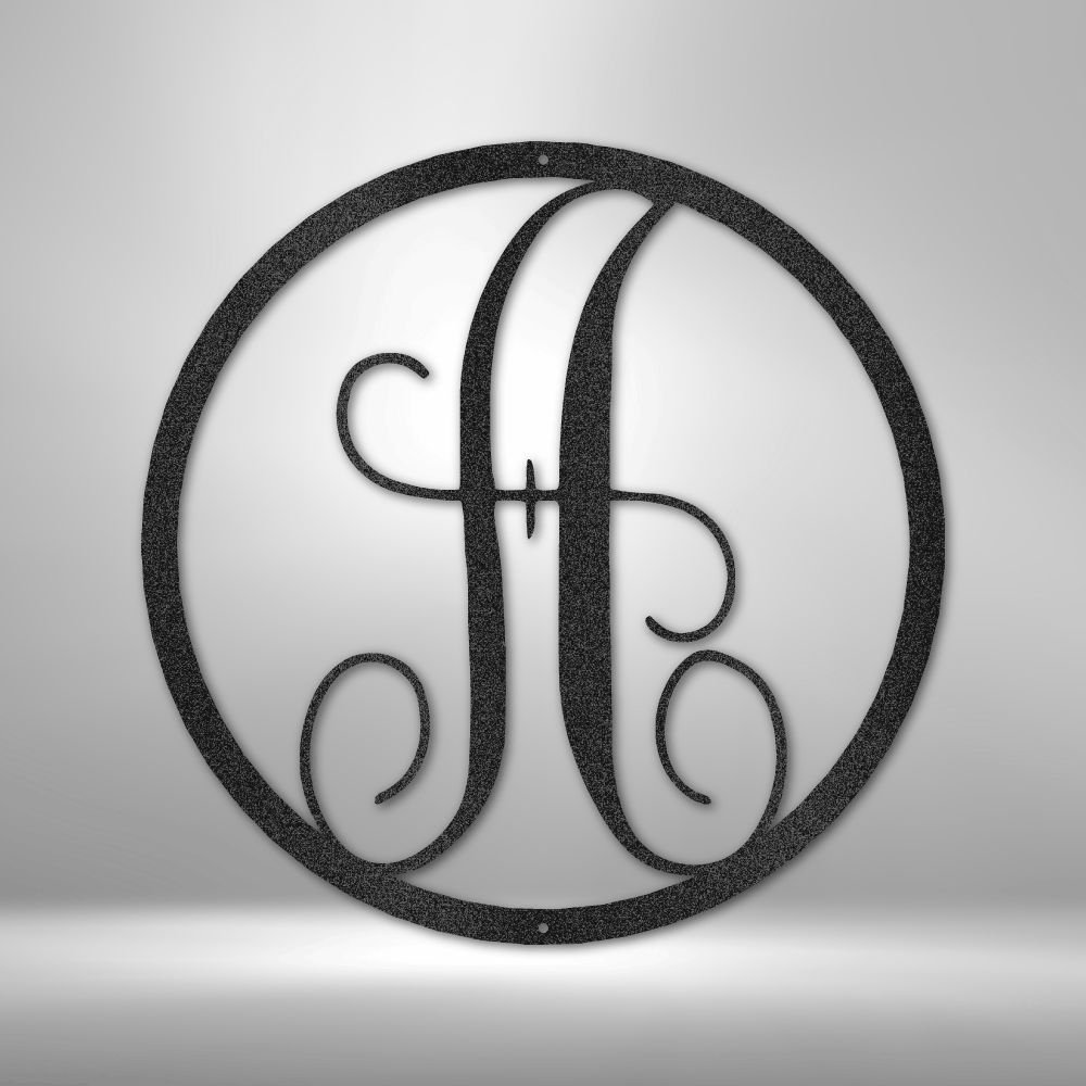 Fancy Initial Circle Monogram - Steel sign