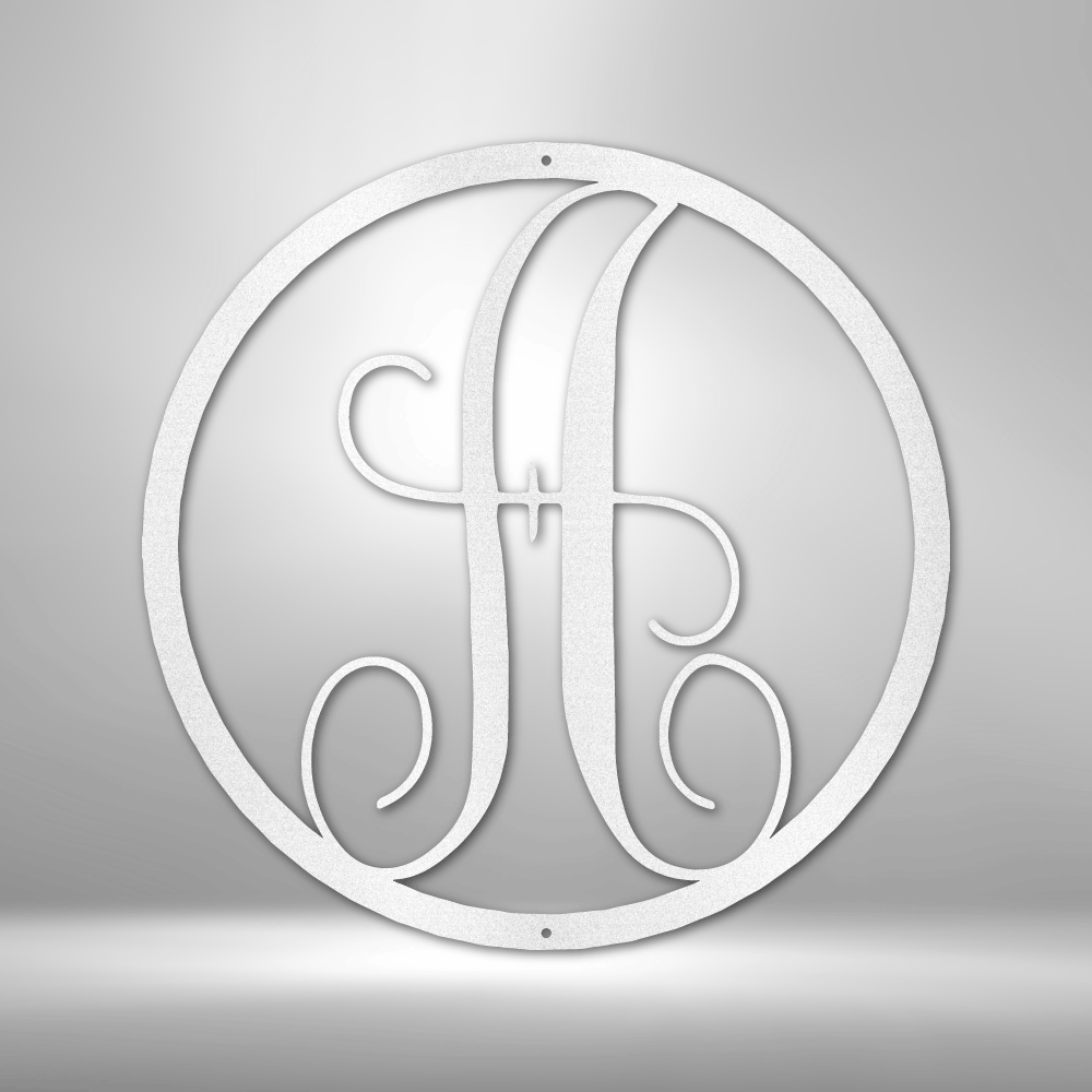 Fancy Initial Circle Monogram - Steel sign
