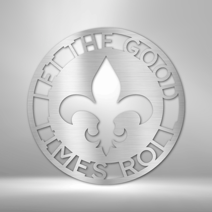 Fleur De Lis Ring Monogram - Steel Sign