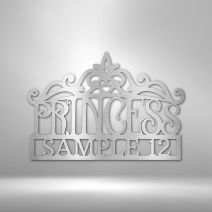 Princess Crown Monogram - Steel Sign