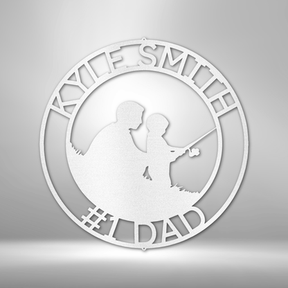 Father and Son Fishing Monogram - Steel Sign