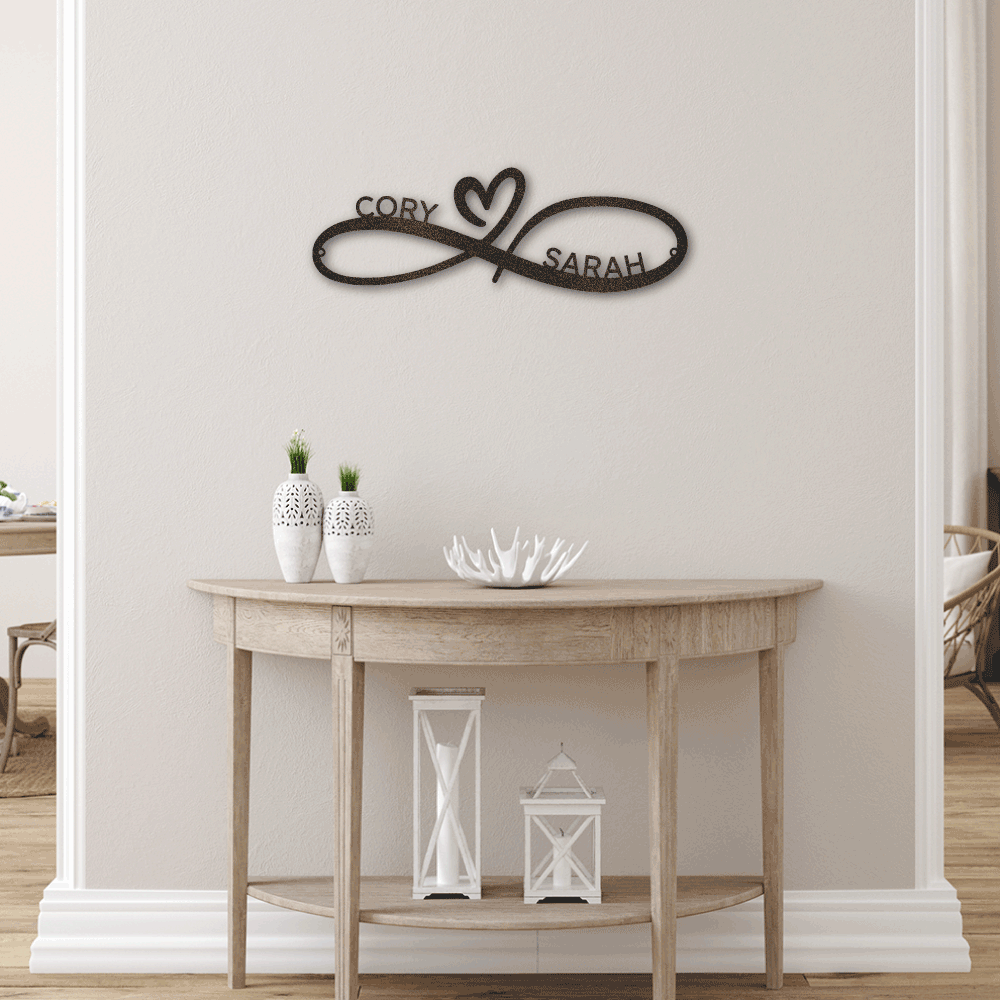 Infinity Couples Monogram - Steel Sign
